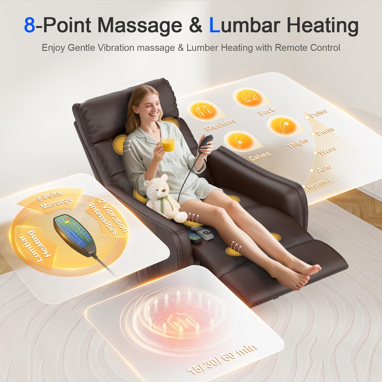 Relaxsessel Fernsehsessel Massagesessel mit Aufstehhilfe Elektrisch Sessel Wohnzimmer mit Massagefunktion und Wärmefunktion, 2 Seitentaschen, Relaxsessel mit Liegefunktion, TV Sessel