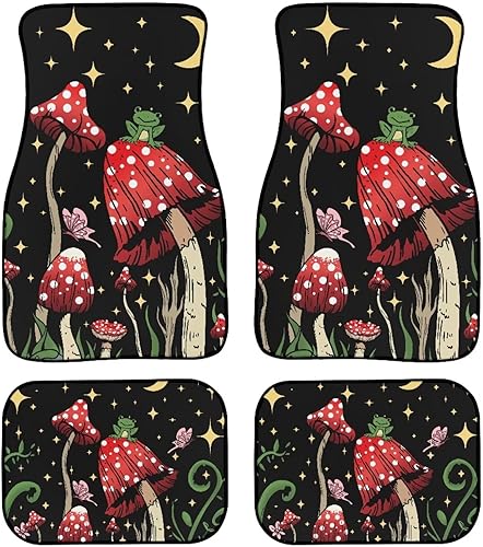 Miniatura 17 de Coloranimal Alfombrillas abstractas hippie para automóvil, 4 piezas, retro, años 60, 70, Groovy Daisy Hippy, alfombrillas universales para la Patrón