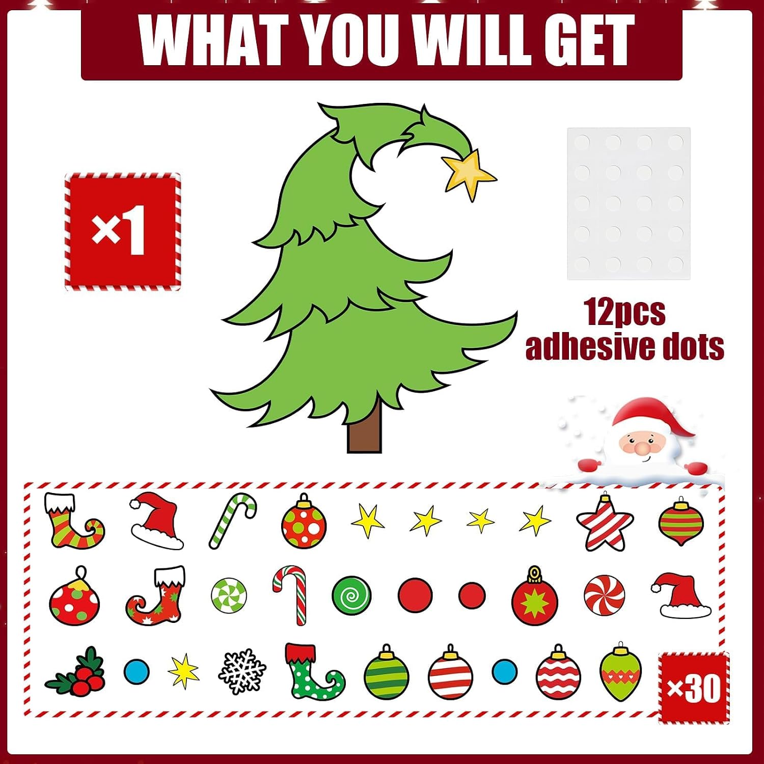DIY Felt Christmas Tree Ornaments Wall Hanging Xmas Tree Crafts Kit Montessori Winter Holiday Decor for Toddlers Felt Board Craft Holiday Christmas Gifts for Kids Wall Detachable 30 Ornaments 3.12 FT