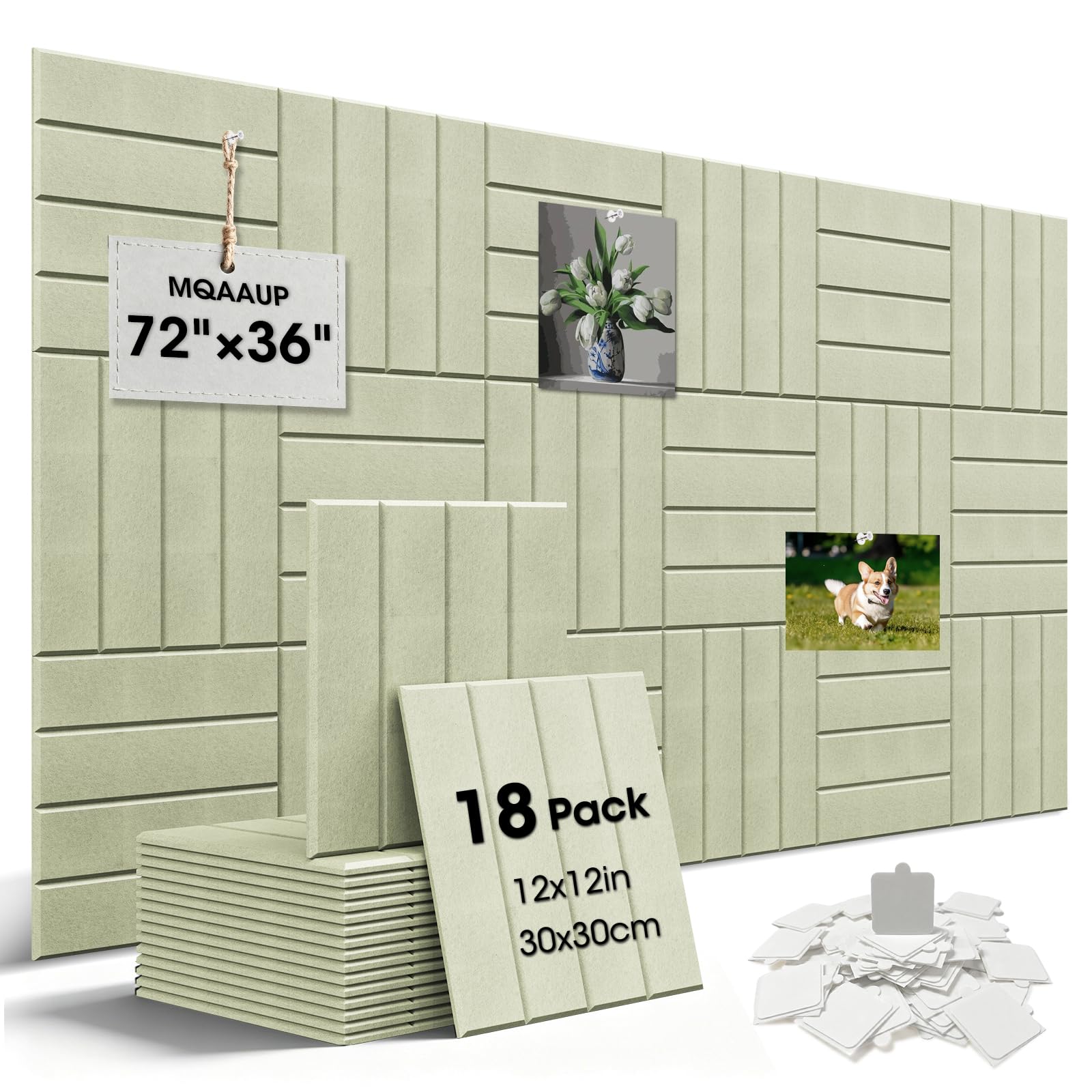 18Pack Large Bulletin Boards 72''x36'', Large Cork Board Alternative, High Density Felt Bulletin Board Tiles, Decorative with Removable Adhesive Tabs, Recording Studio, Game Room, Offices