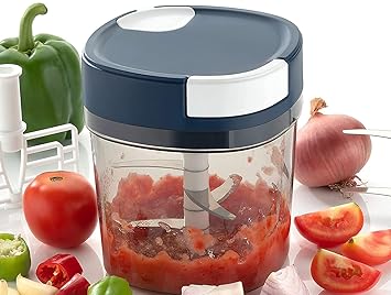 INK POINT Quick Chopper Square Multipurpose Manual Vegetable, Dry Fruit and Onion Handy Quick Chopper Machine for Kitchen with 6 Stainless Steel Blade