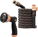 Pocket Hose 50 FT Copper Bullet Expandable Garden Hose w/10 Pattern Thumb Spray Nozzle AS SEEN ON TV 650psi 3/4 in Patented Lead-Free Ultra-Lightweight Solid Copper Anodized Aluminum