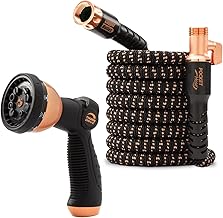 Pocket Hose 50 FT Copper Bullet Expandable Garden Hose w/10 Pattern Thumb Spray Nozzle AS SEEN ON TV 650psi 3/4 in Patented Lead-Free Ultra-Lightweight Solid Copper Anodized Aluminum
