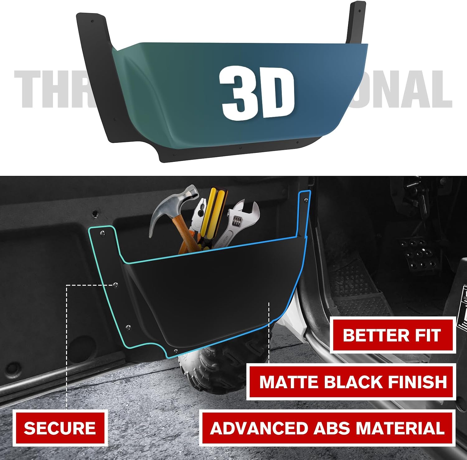 Front & Rear Door Pockets for Yamaha Wolverine RMAX 4 1000 2021 2022 2023 2024, Interior Seat Door Side Pocket Box Storage for Yamaha RMAX 4 1000 Accessories (4PCS)