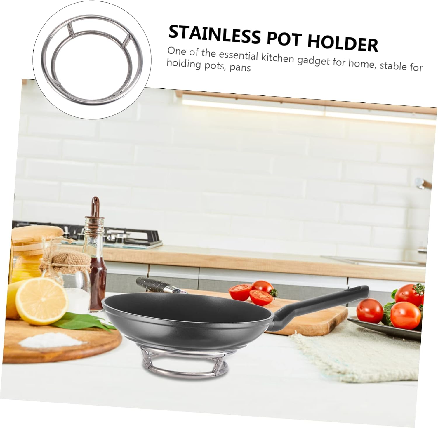 Homoyoyo Round Pot Rack 2pcs Stainless Pot Holder for Wall Mount Cookware Organizer Frying Pan Rack