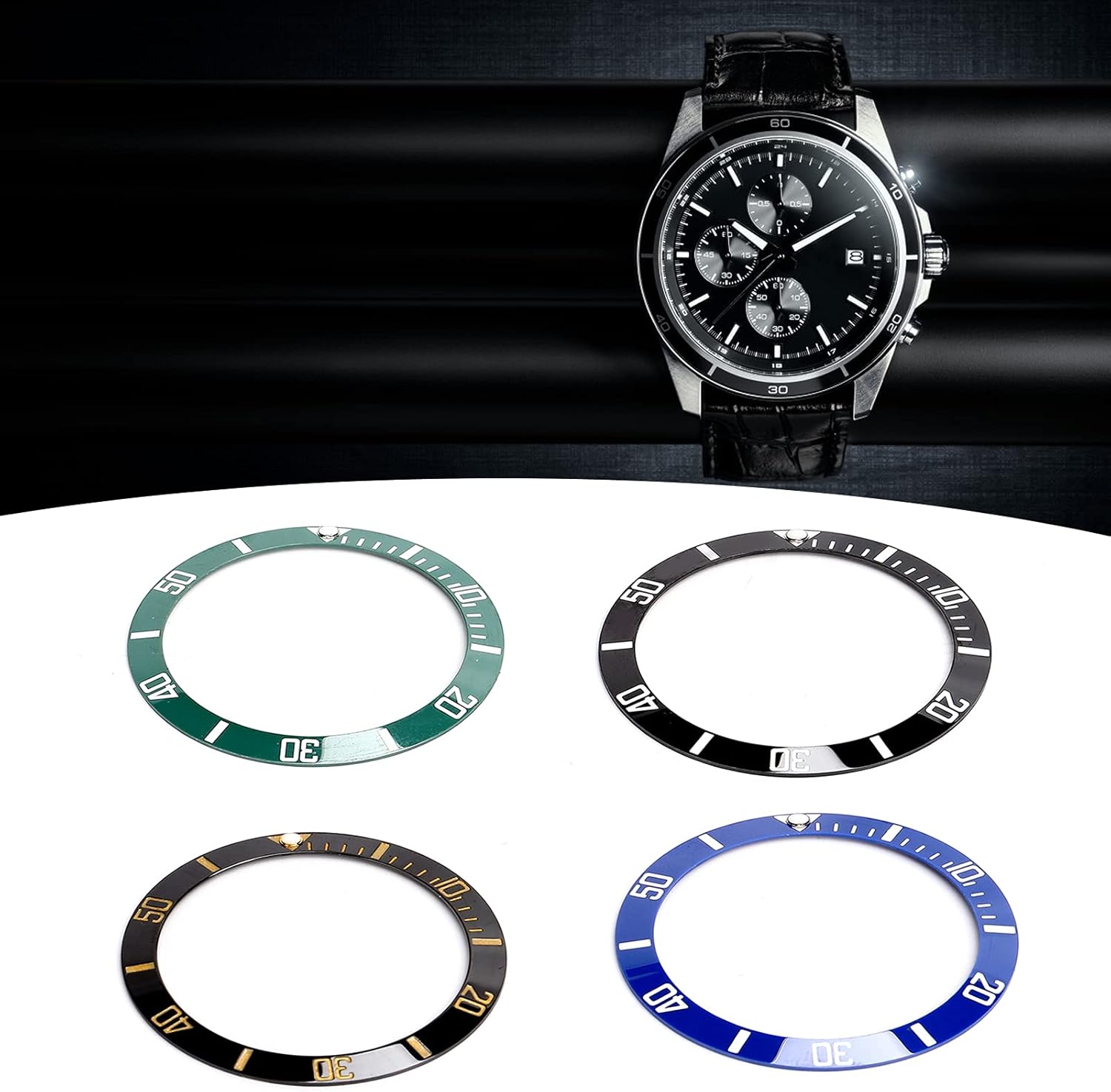 Bezel Insert, Firm Sturdy Watch Bezel Insert Ring 4pcs 38mm Scratch Replacement Parts for Watchmaker for Watch Repair Shop