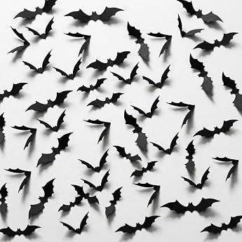 Halloween 3D Bat Wall Stickers Decorative Bat Decoration Scary Party Accessories for Wall Door House Window - 60 Pieces