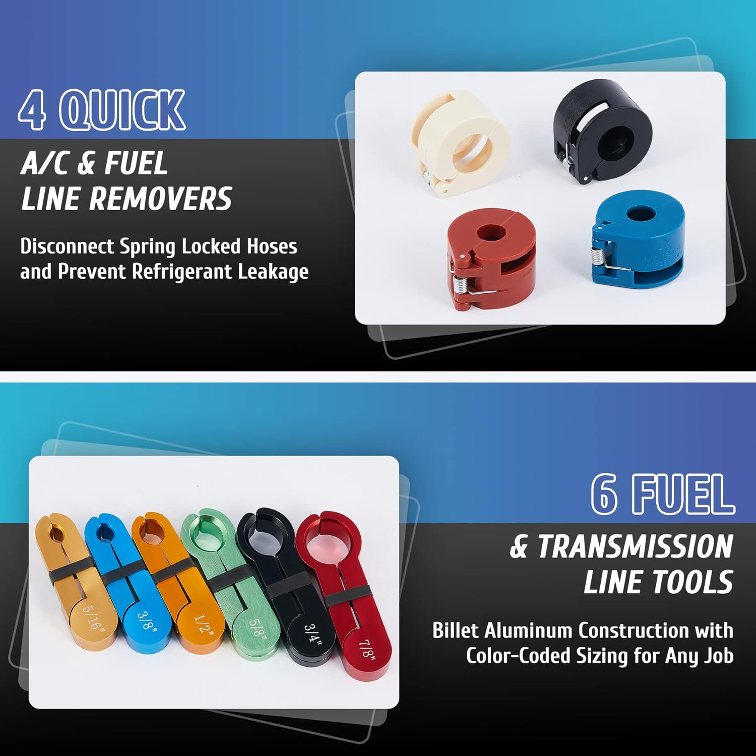 Orion Motor Tech Master Quick Disconnect Tool Set & 1/2" Dr Diesel Injector Line Socket Wrench Set, Bundle