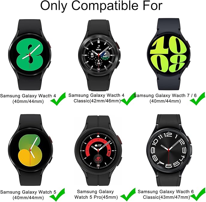 6 Pack Bands Compatible with Samsung Galaxy Watch 7 6 5 4 FE 40mm 44mm/Watch 6 4 Classic/Watch 5 Pro Band, 20mm No Gap Silicone Strap for Women Men