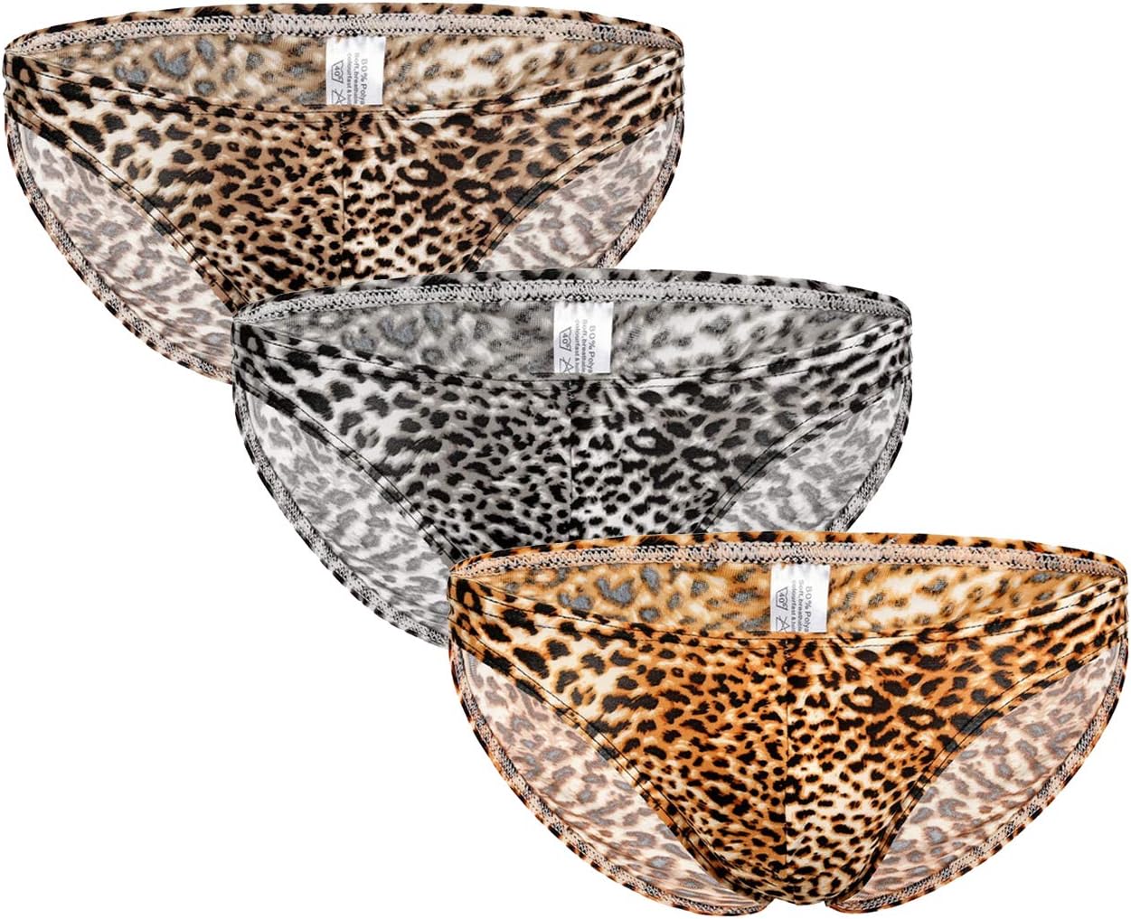 Swbreety Men's Leopard Print Bikini Briefs Underwear Bulge Pouch Underpants