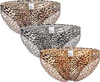 Swbreety Mens Leopard Print Bikini Briefs Underwear Bulge Pouch Underpants