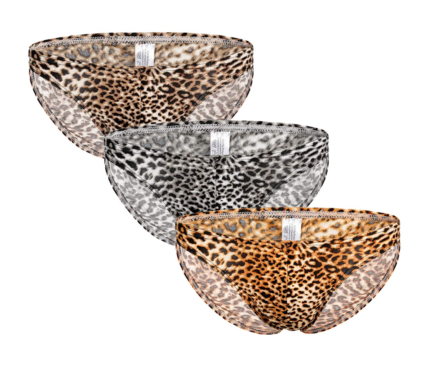 SwbreetyMen's Leopard Print Bikini Briefs Underwear Bulge Pouch Underpants