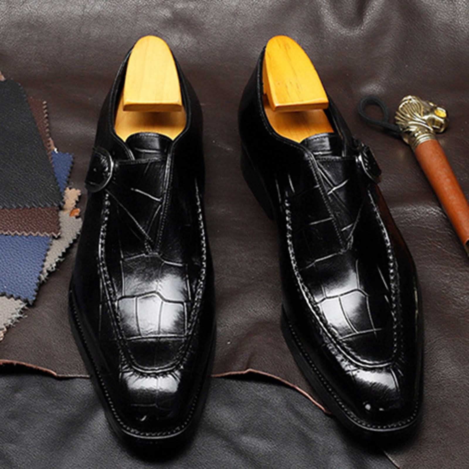 Scarpa Derby Uomo Pelle Artificiale Scarpe Vestite Eleganti Scarpe Per Il Tempo Libero con Fibbia Regolabile Classico Casual Urban Commerciale per Ufficio Costume