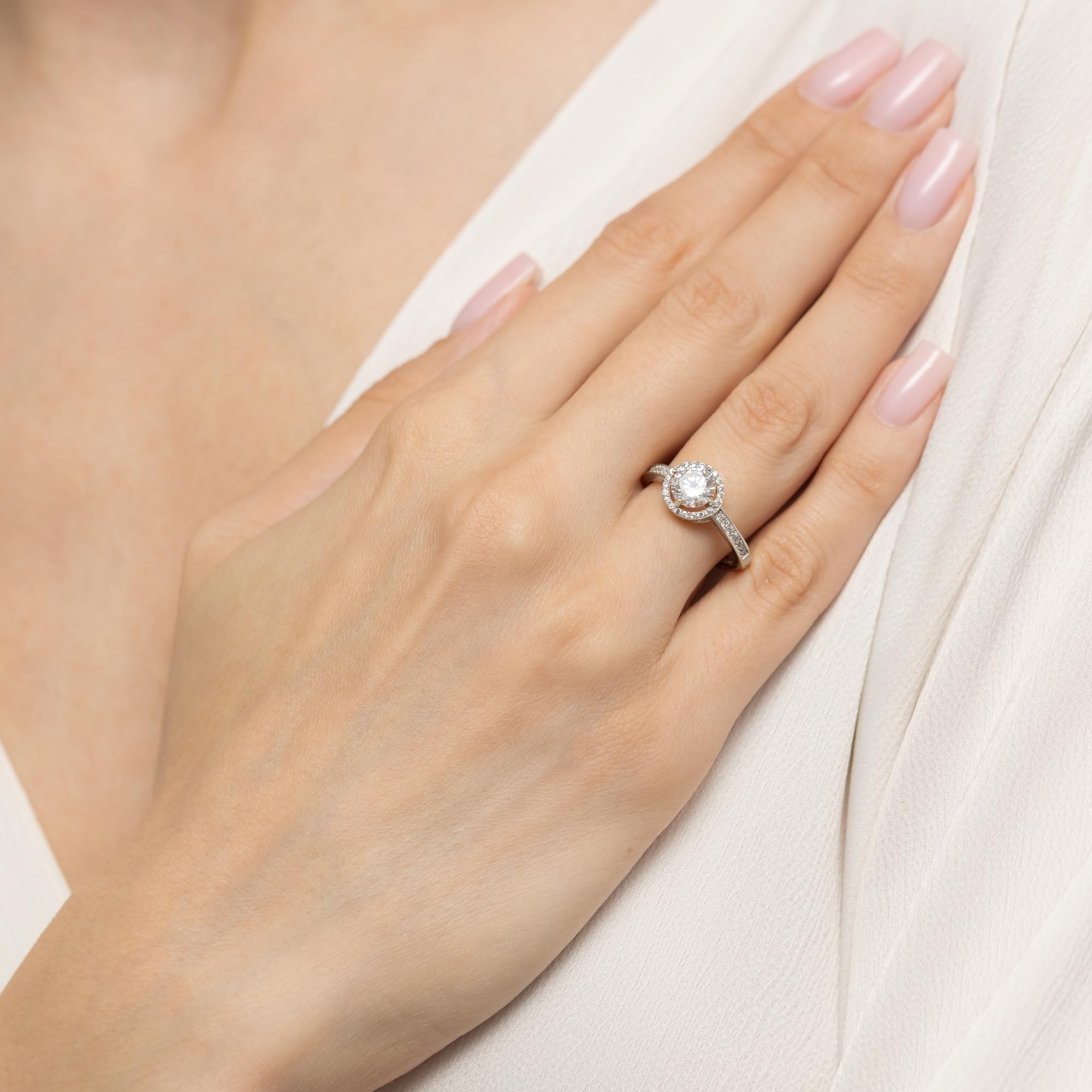 MARKO Eleganter 925 Silber Damenring – Verstellbarer mit 36 Zirkonia Halo Ring in Gold oder Silber