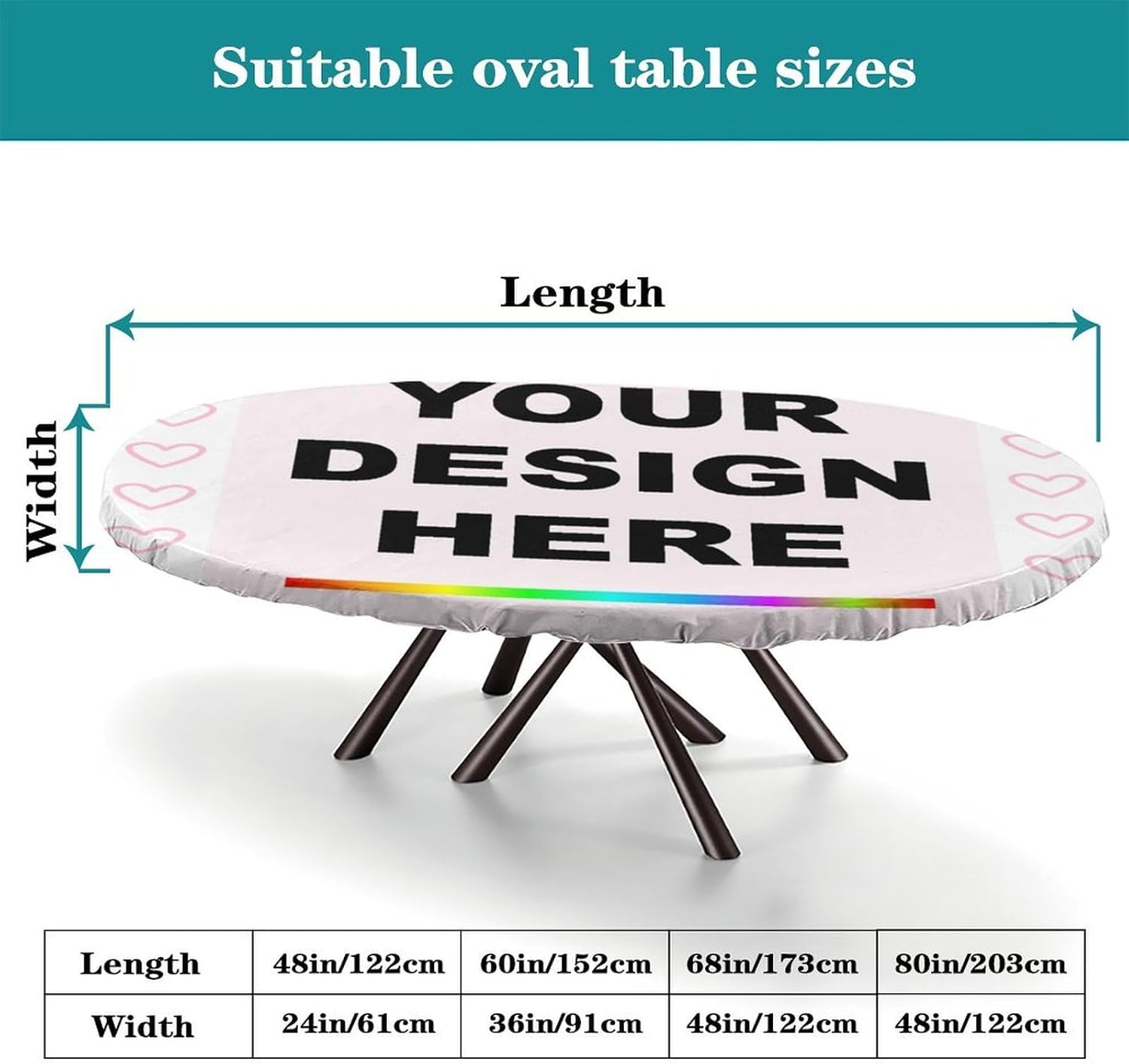 Custom Oval Clear Plastic Tablecloth Protector, Custom Gift Pattern Printed on Dining Table Protective Cover, for Weddings Parties Restaurants & Home Decor, Fits for 42" x 60" Oval Tables