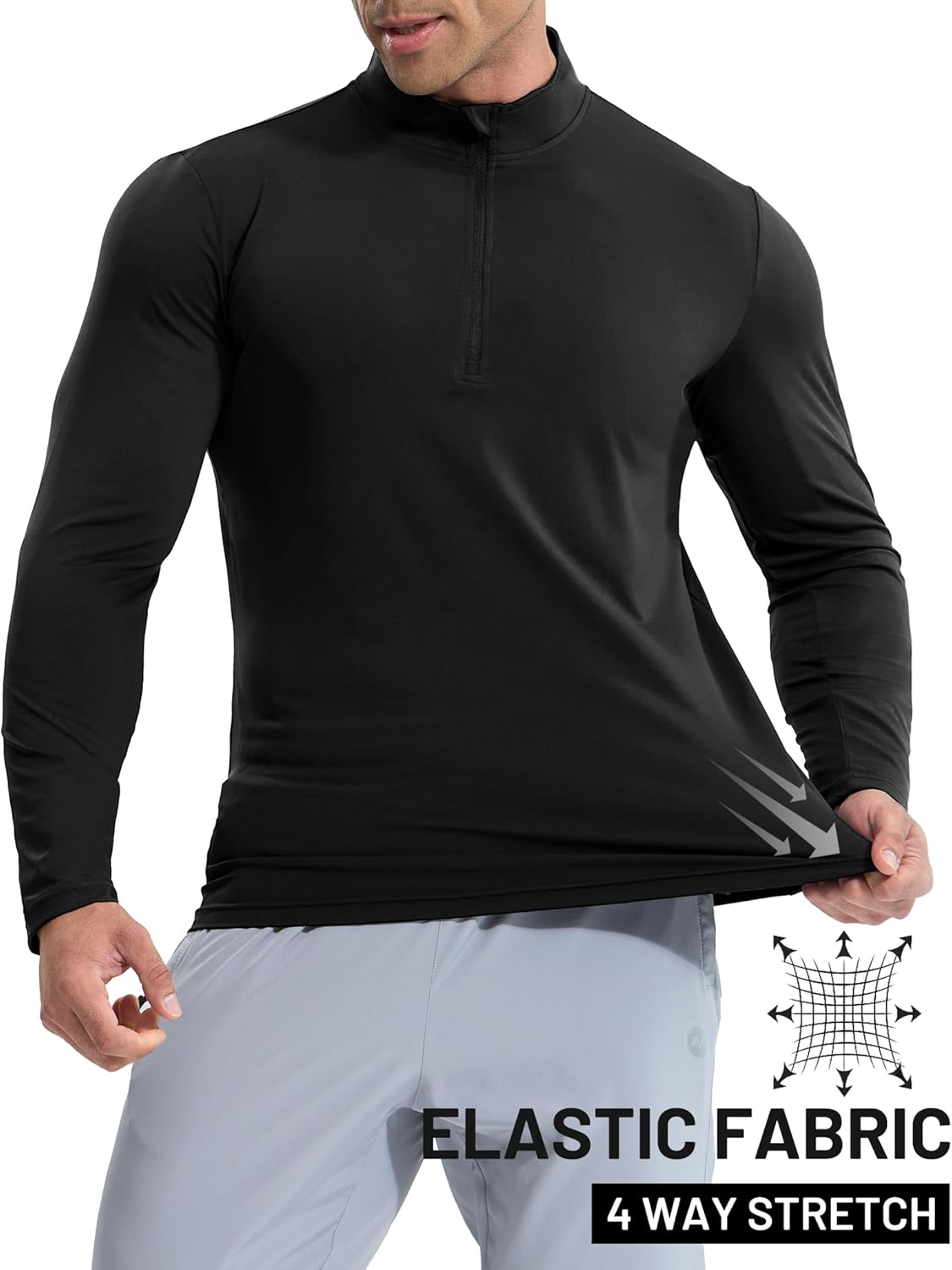 MIER Mens Quarter Zip Pullover Dry Fit Lightweight 1/4 Zip Long Sleeve Shirts for Athletic Running Golf Hiking, UPF 50+ - Image 3