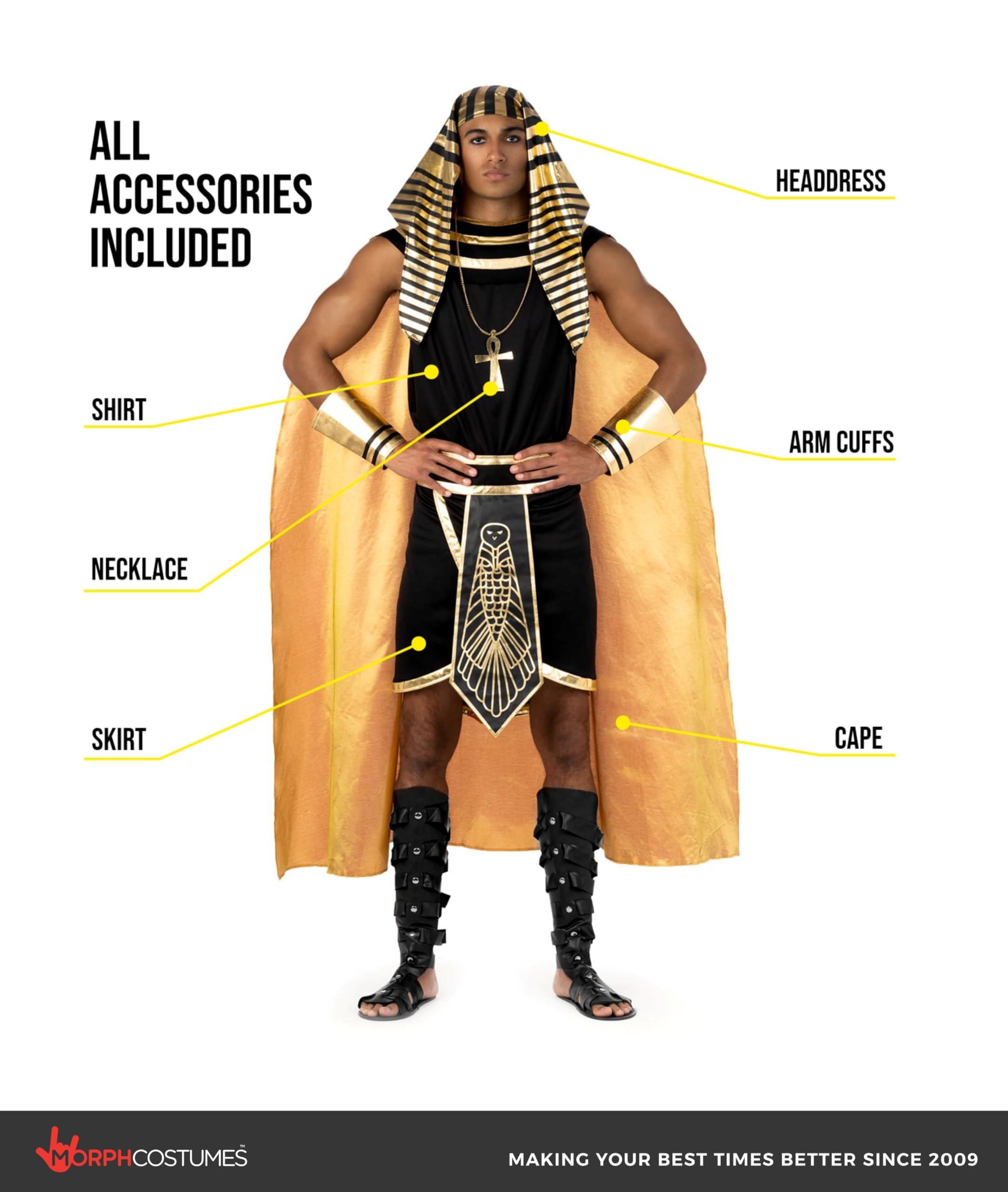 Morph Deguisement Egyptien Homme Costume Déguisement Pharaon Adulte Halloween