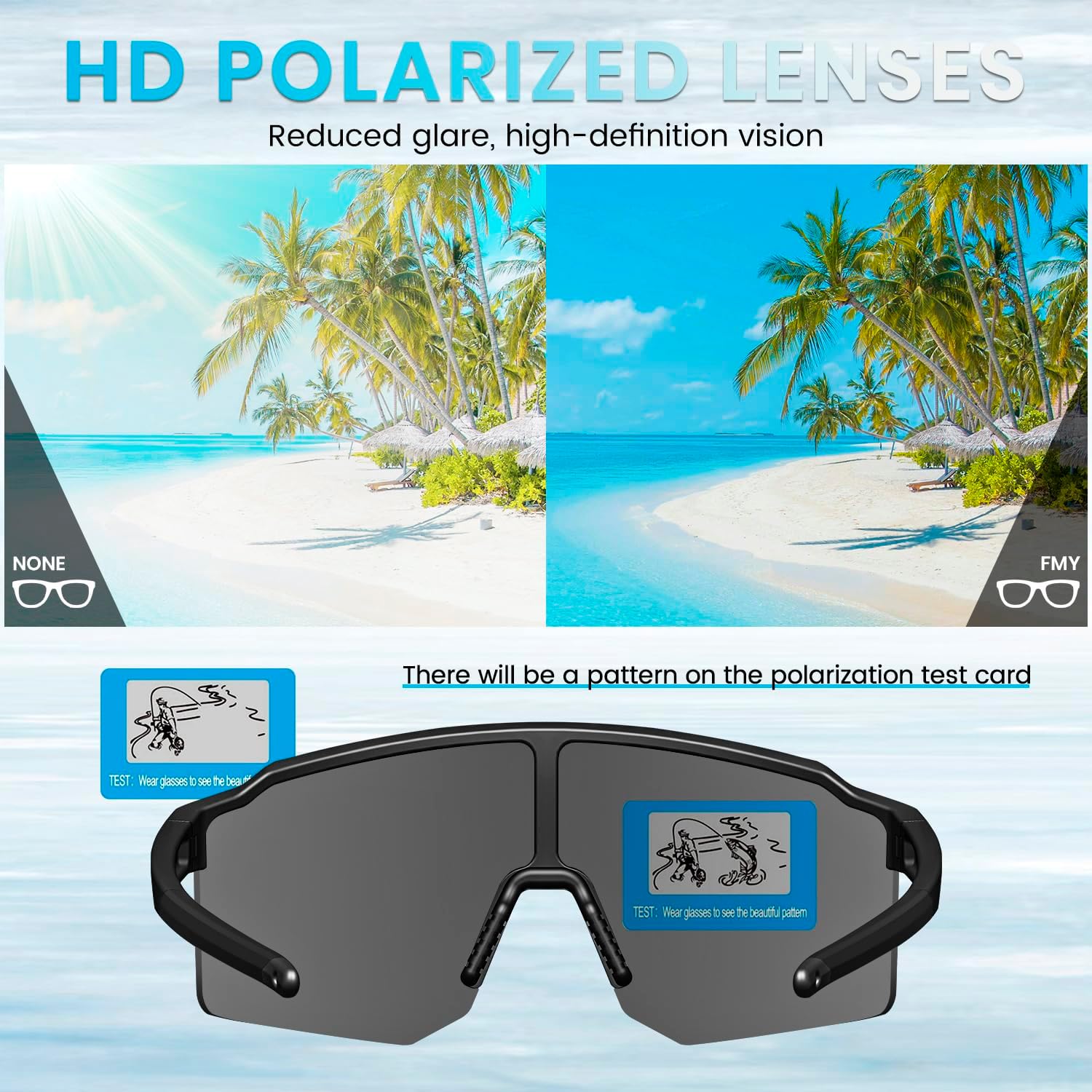 Polarized Sports Sunglasses for Men Women, UV400 Protection Outdoor Sunglasses for Running Cycling Golf Hiking Driving