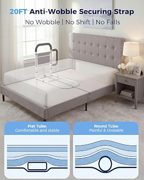 ONTHEWEI Bed Rails for Elderly Adults Safety, with Double Non-Slip Handle & Storage Pouch, Fits Most Bed Sizes, Bed Assist Rails for Seniors and Post-Surgery,Reduce Falls & Support Independence