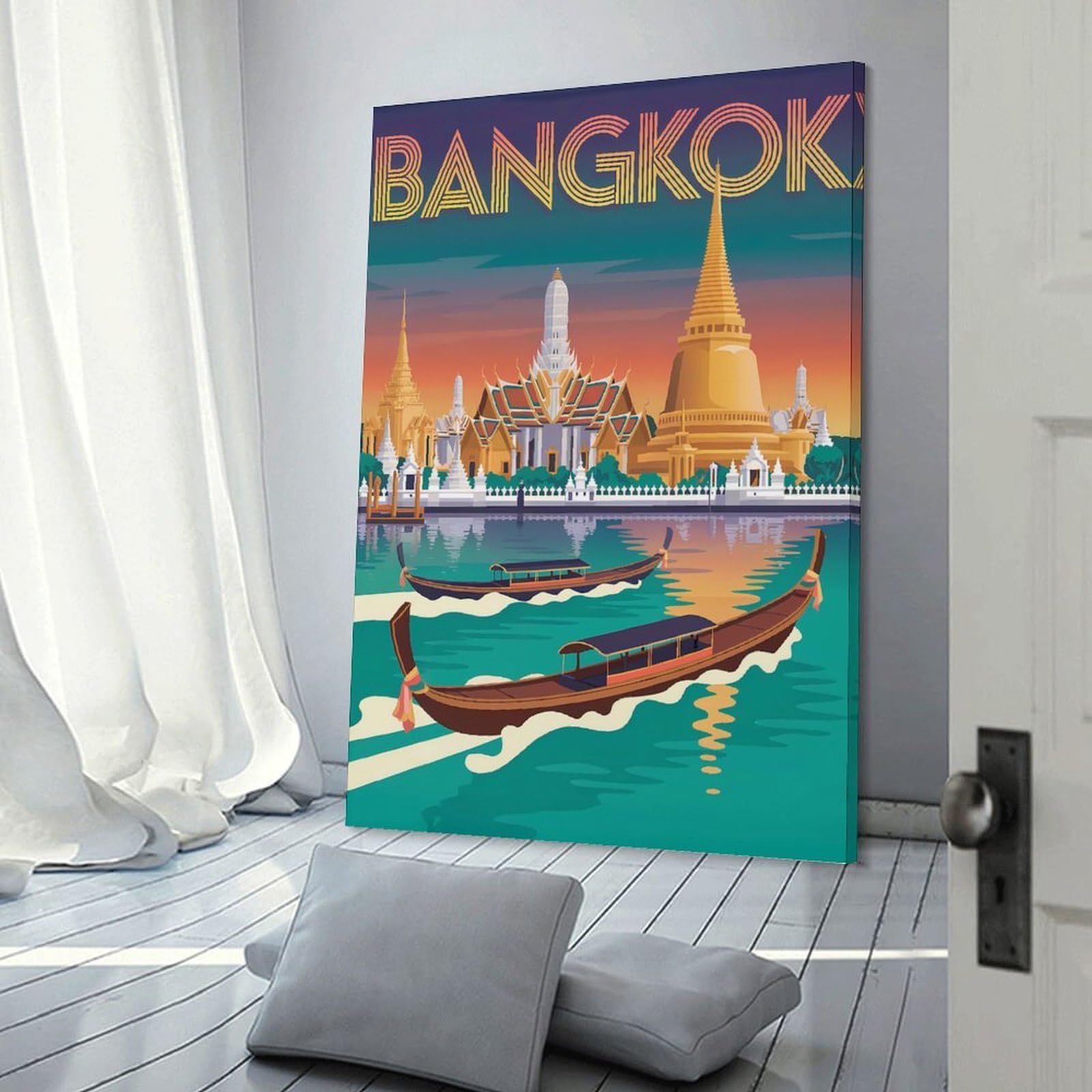 Junmoney Bangkok Travel (2) Canvas Wall Art, 24x36inch(60x90cm), for Entrance Walls, Hall Decor Or Foyers, Wall Decor to Refresh Empty Corners