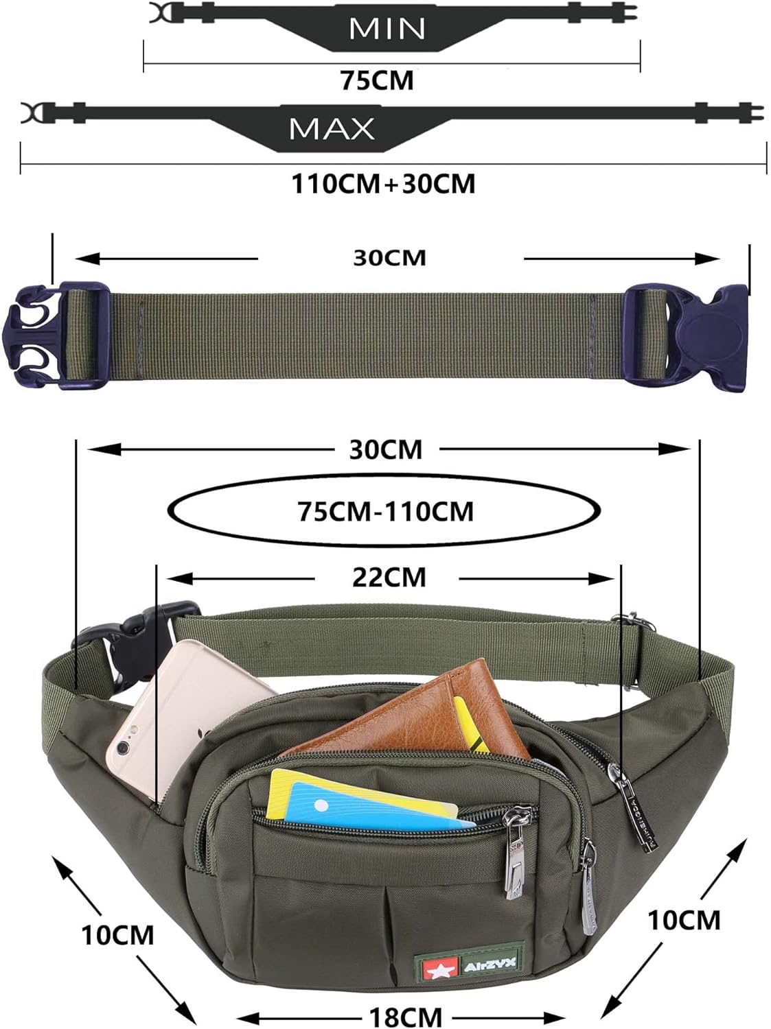 Aucuu Uniseks mini-sporttas, modieuze heuptas, waterdicht, modieuze messenger heuptas, met verlengriem, perfect voor hardlopen, wandelen, fietsen en meer, #3 Roze, Eén maat, 34 NL