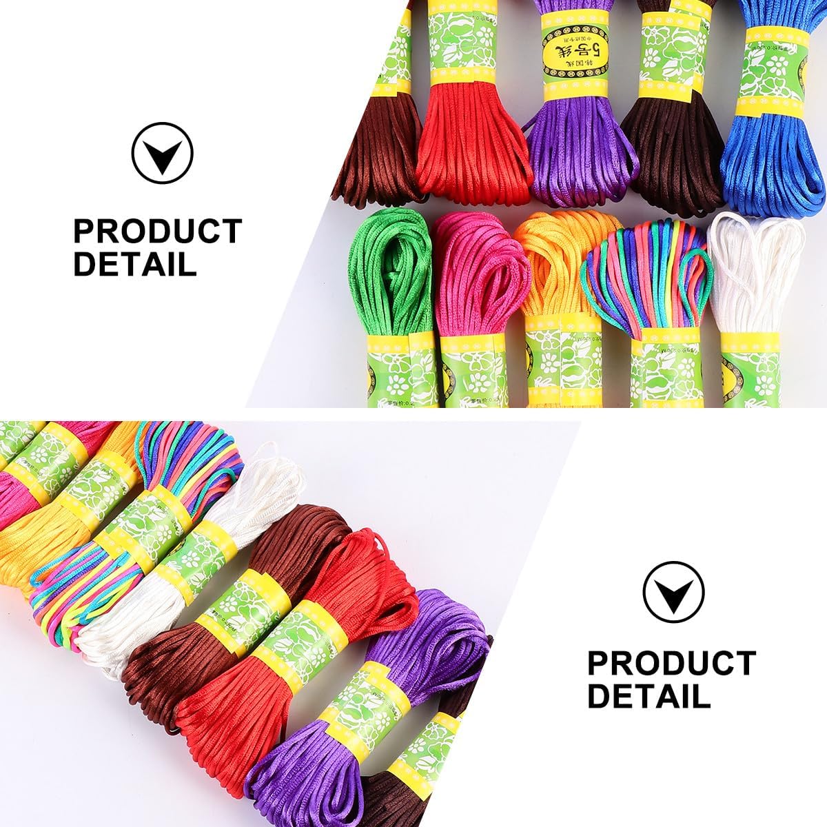 Gadpiparty 10 Bundles 2.5mm Chinese Knot Rope Satin Rattail Cord for Jewelry Beading and DIY Bracelet Making, 20m Each, Random Colors, Craft Thread for Handmade Necklace and Macrame