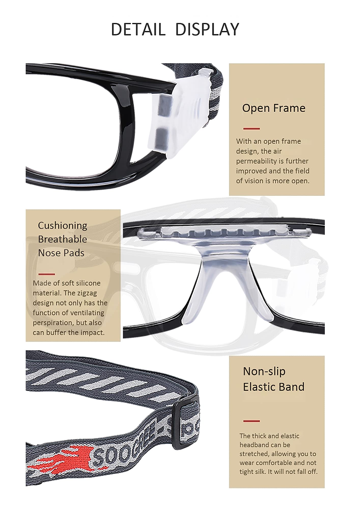 SooGree Gafas deportivas de baloncesto y fútbol, para hombres y mujeres, gafas de seguridad, antiempañamiento, choque, gafas de colisión