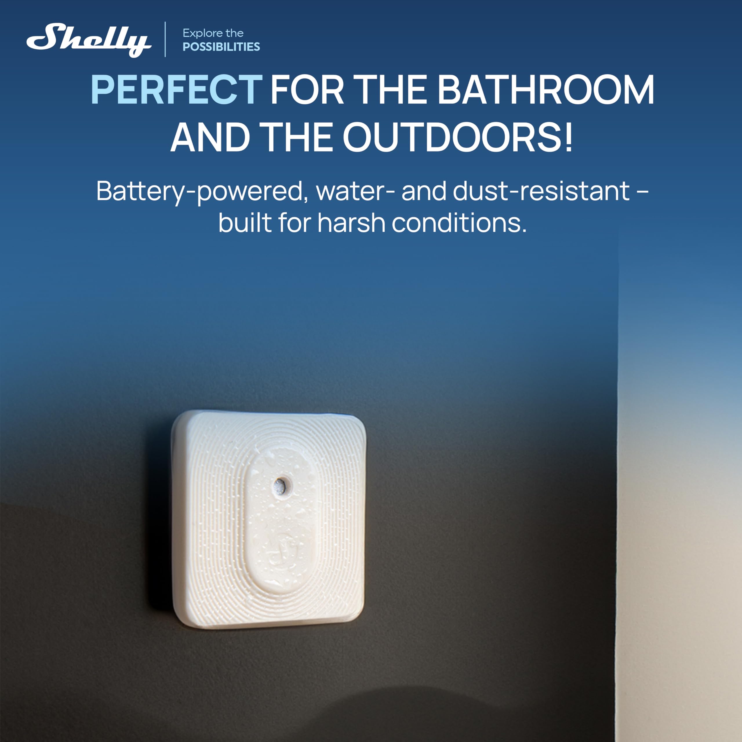 Shelly BLU H&T ZB Avorio - Sensore Smart Temperatura e Umidità, Bluetooth & Zigbee, IP54, Lunga Durata Batteria, Dati Criptati, Monitoraggio Clima, Automazione HVAC, Ultracompatto, Gateway Richiesto
