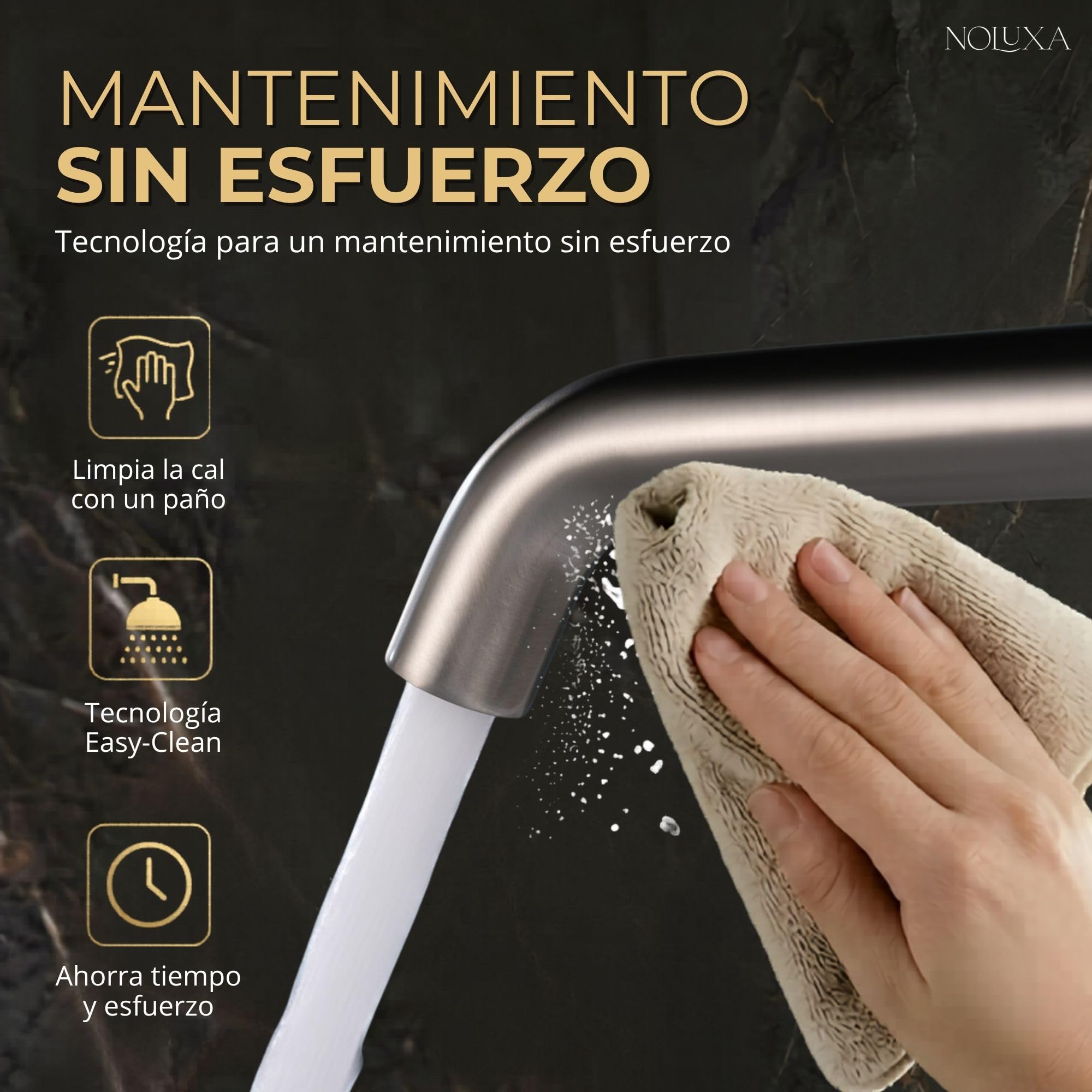 IMEX - Grifo Lavabo Níquel | Grifo Baño Monomando con Agua Fria y Caliente | Grifo de Caño Bajo Fabricado con Latón | Ahorro de Agua y Fácil Instalación | Serie Toscana | Color Níquel Cepillado
