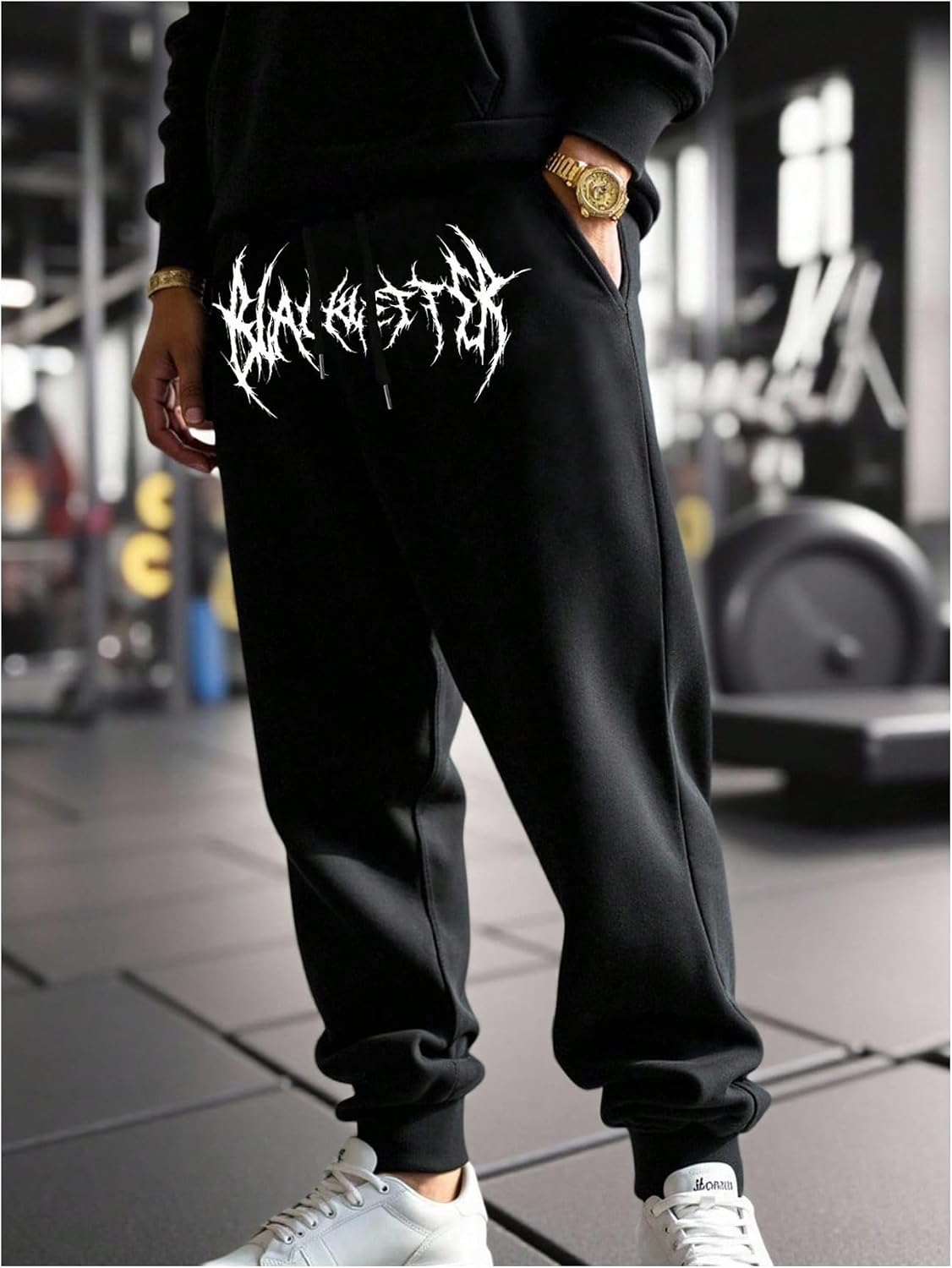 SHENHE Men's Gothic Graphic Jogger Sweatpants Drawstring Waist Workout Casual Track Pants