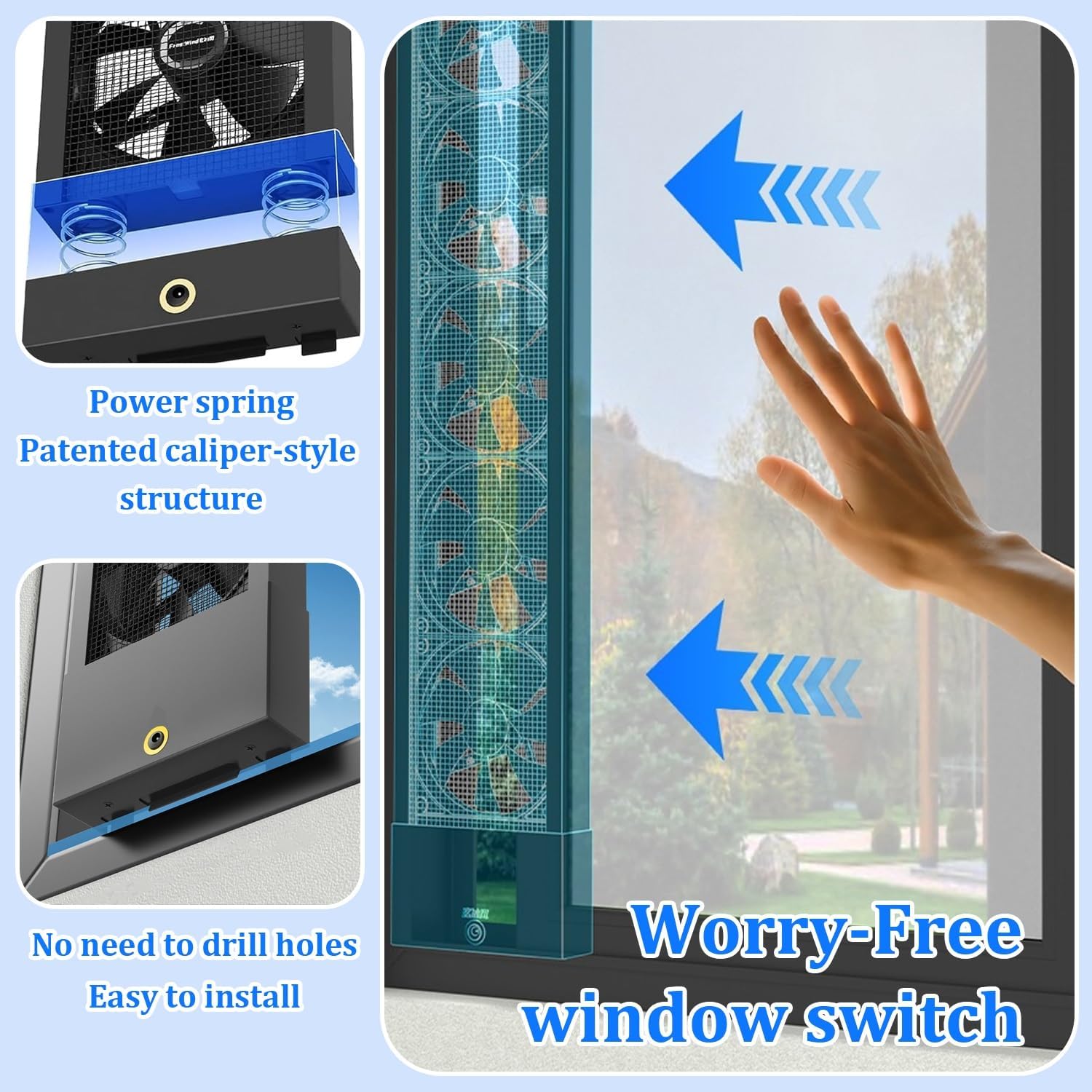 Retractable Vertical Window Exhaust Fan for Sliding Windows - Drill-Free Installation Adjustable Wind Speed for Home Office Attics(15.75-17.72in)