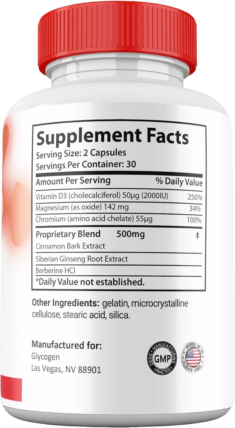 Glycogen Blood Balance Capsules, Premium All Natural Ingredients, Official Maximum Strength Pills Glycogen Blood Supplement Vitamins (3 Pack)