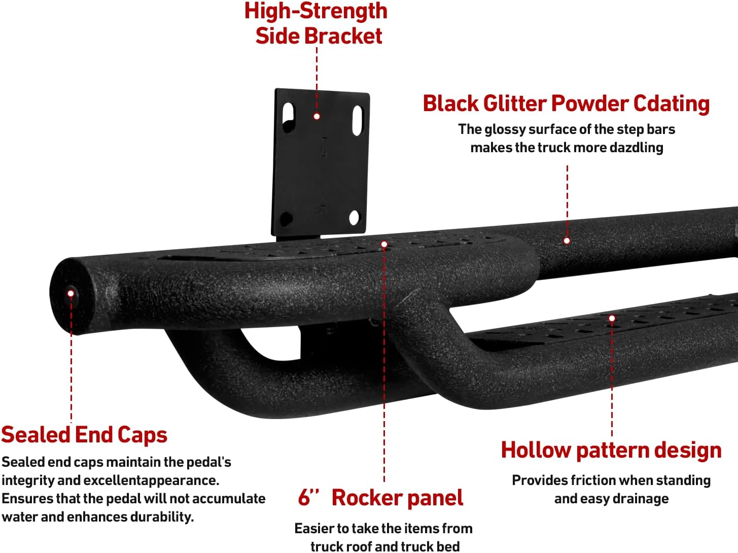 Steel Running Board for 1999-2016 Ford F250/F350 Super Cab Nerf Bar&Side Step（Black Texture）