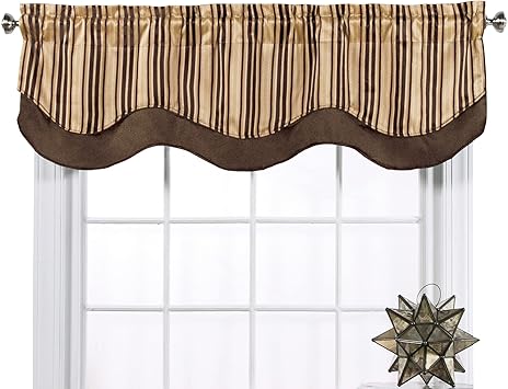 Collections Etc Classic Windsor Layered Window Valance with Scalloped Edges and Rod Pocket on Top for Easy Hanging