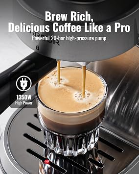 SHARDOR 64mm Burr Coffee Grinder with Espresso Machine 20 Bar