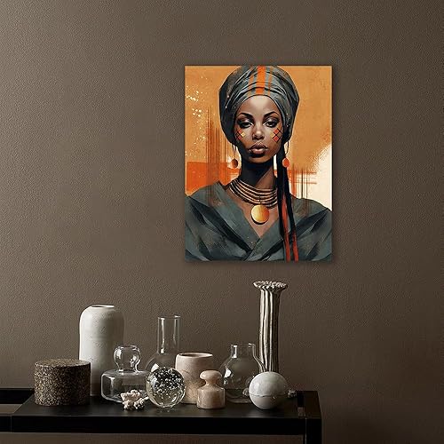 Miniatura 5 de ATELIYISHU Arte de pared afroamericana para dormitorio, retrato de mujer negra con aretes, imagen de retrato de mariposa dorada, impresión en lienzo