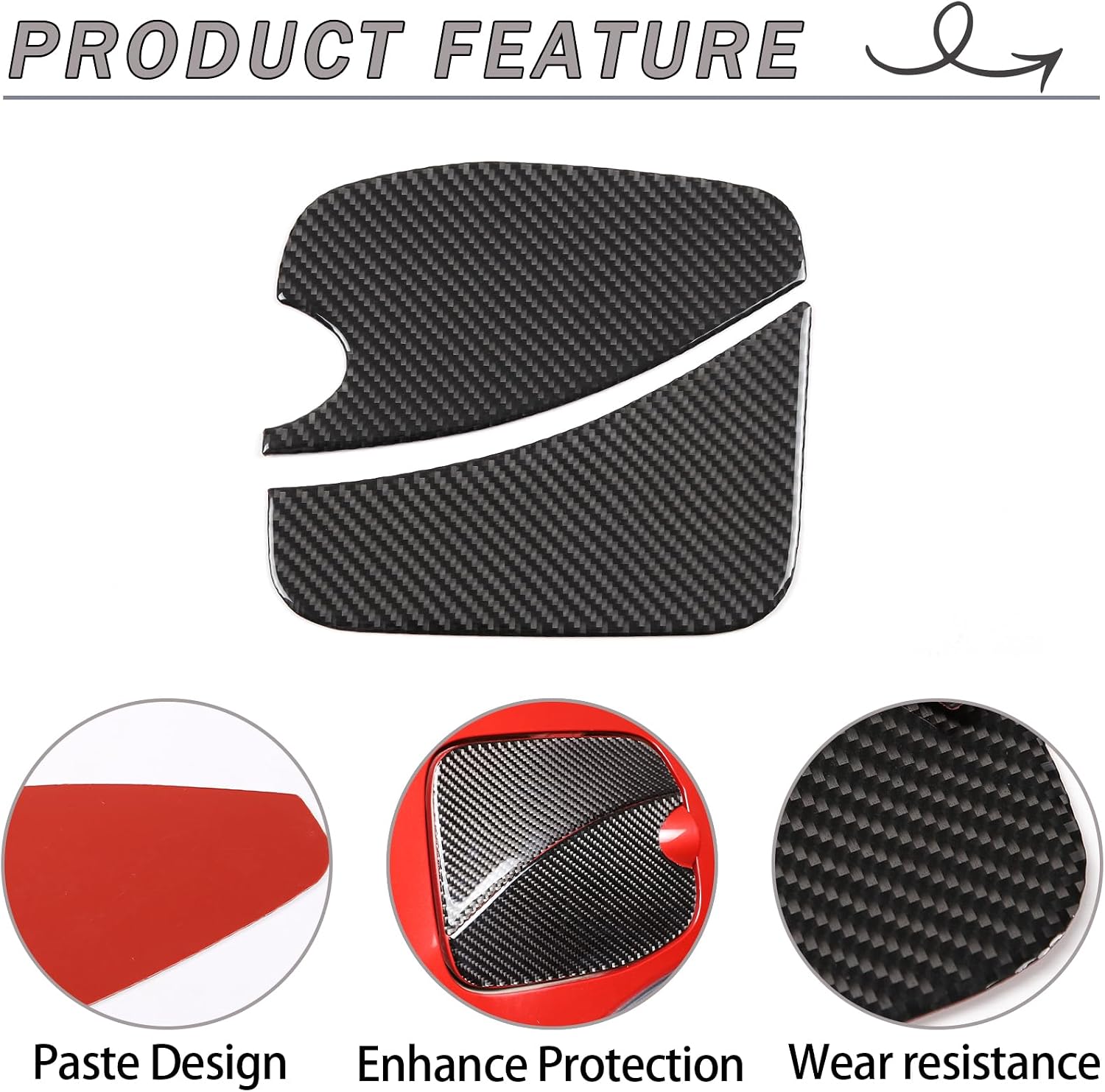 Lcojicep Car Fuel Tank Sticker Decoration Compatible with Tacoma 2015-2020 Real Carbon Fiber(Soft Exterior Fuel Tank Gas Cap Frame 3D Sticker Decoration Exterior Accessories (Black)