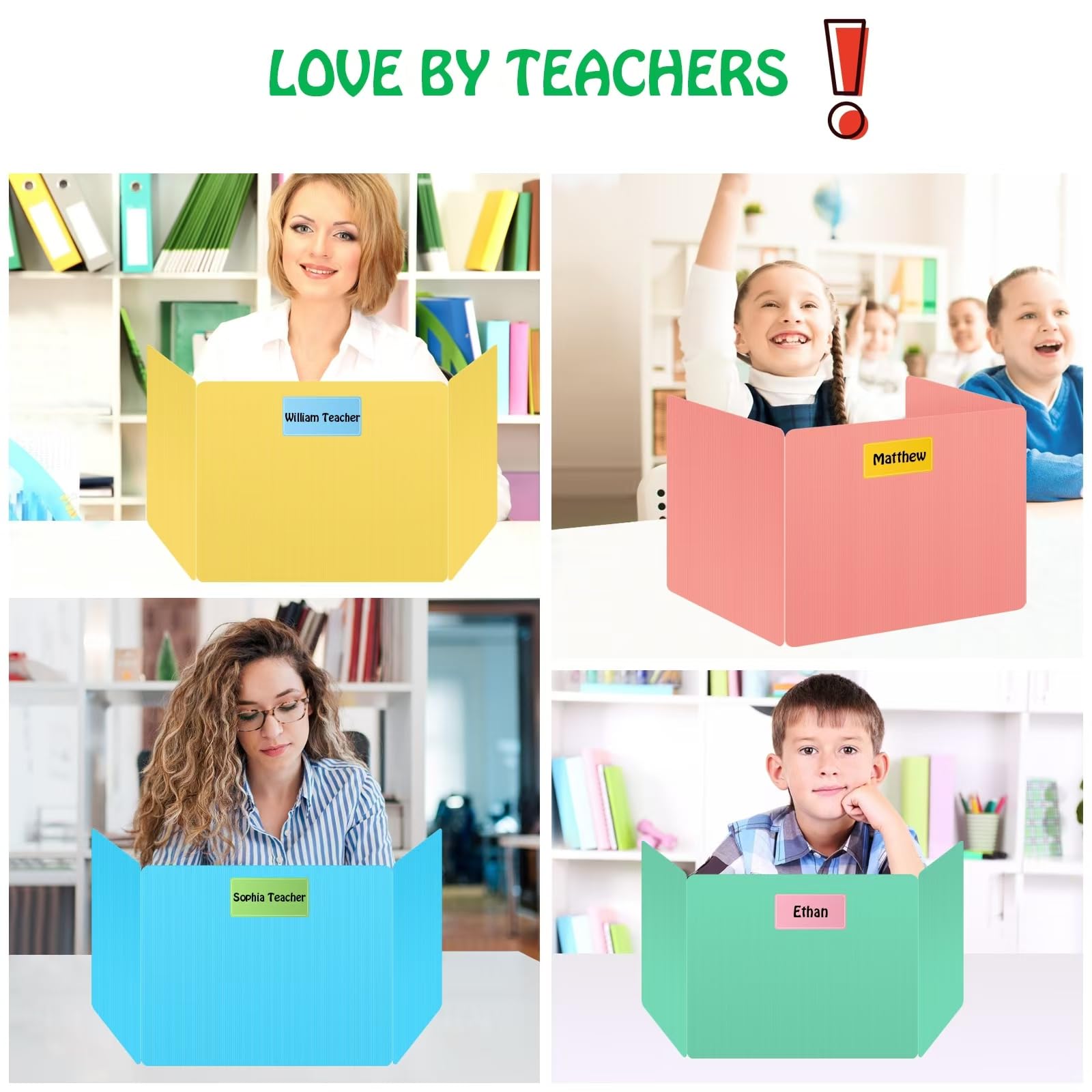 Confezione da 24 divisori da scrivania per la privacy, colori pastello, divisori per prove scolastiche, facili da pulire, per la privacy, divisori da banco di prova per studenti, include etichette