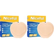 Niceful Sacral Silicone Foam Dressing 9x9 5 PCS, Large Bed Sore Bandage Pack of 2