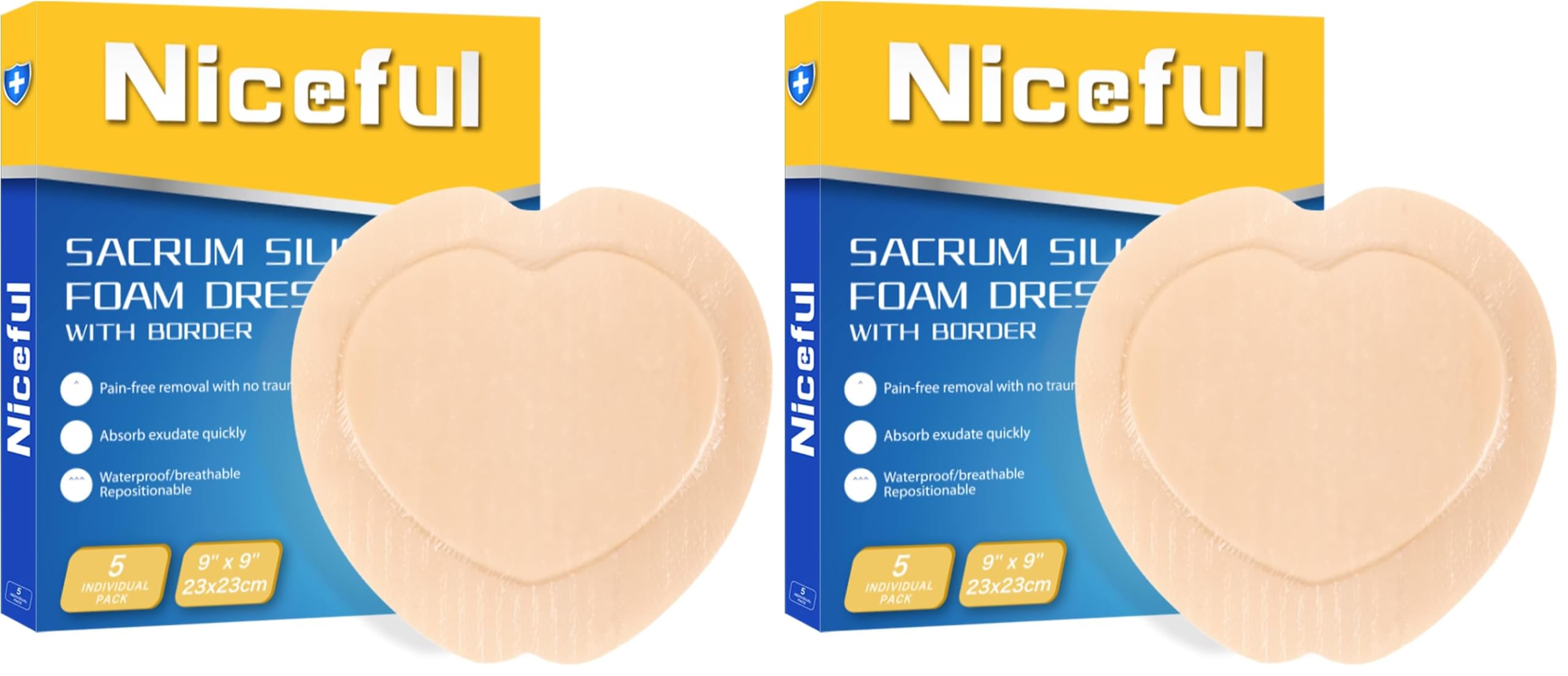 Niceful Sacral Silicone Dressings - Bed Sore Protection -10