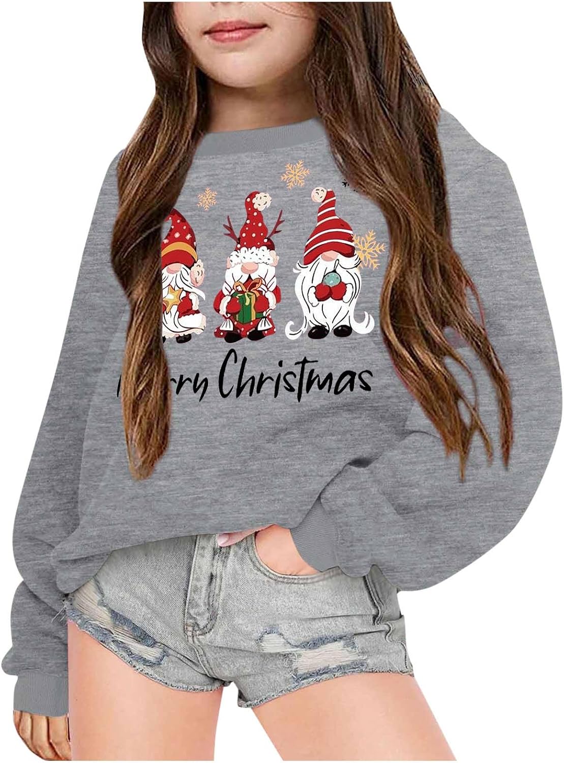 Sweatshirt Long Sleeve Christmas Crewneck Graphic Pullover Tops Unisex Youth Cute Funny Outfits For Xmas Festive Holiday Wear