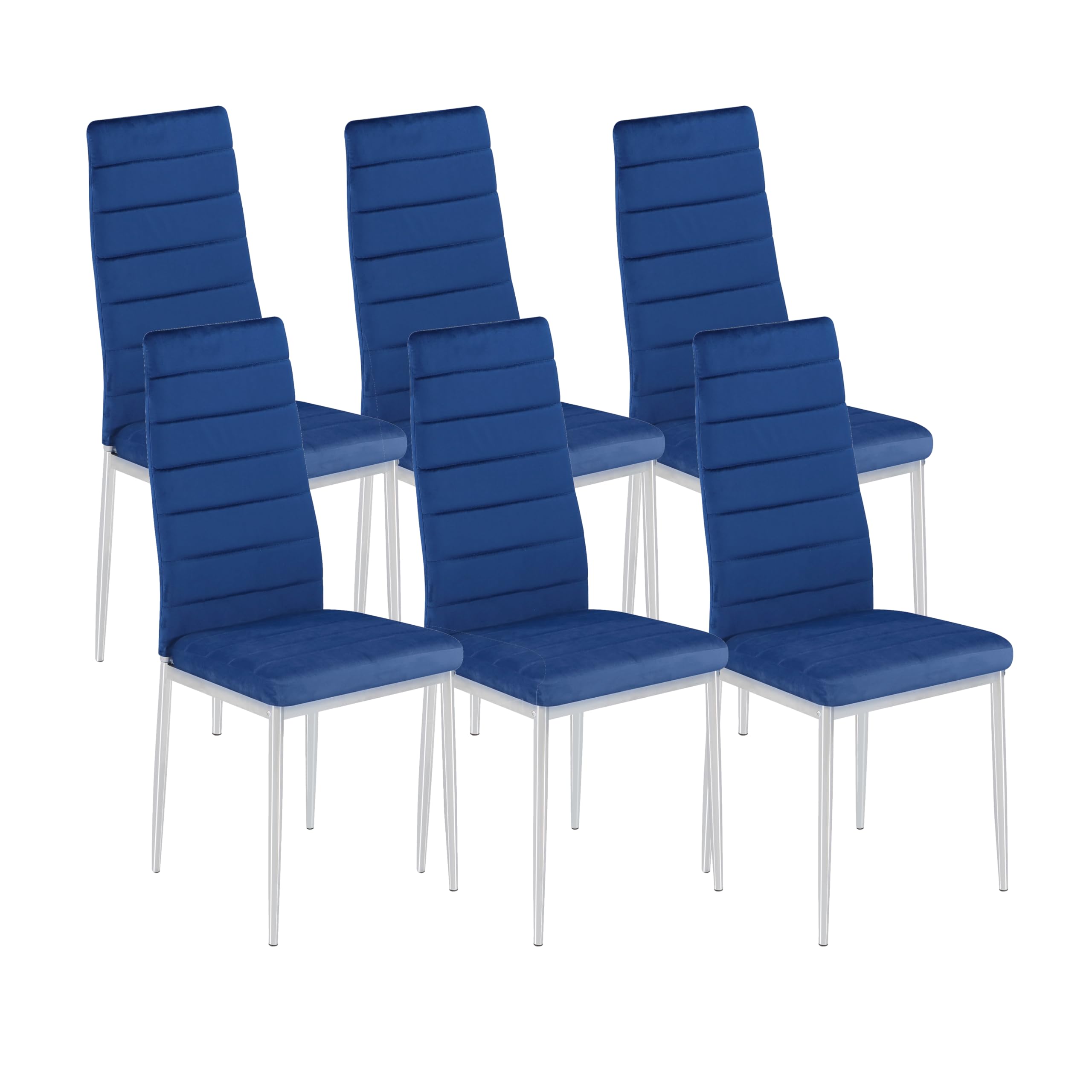 Genérico M1C - Pack 6 Sillas de Comedor AVA Tar, Sillas Estilo Moderno, Ergonómicas, espaldo y Asiento tapizado Terciopelo Velvet, Color Azul