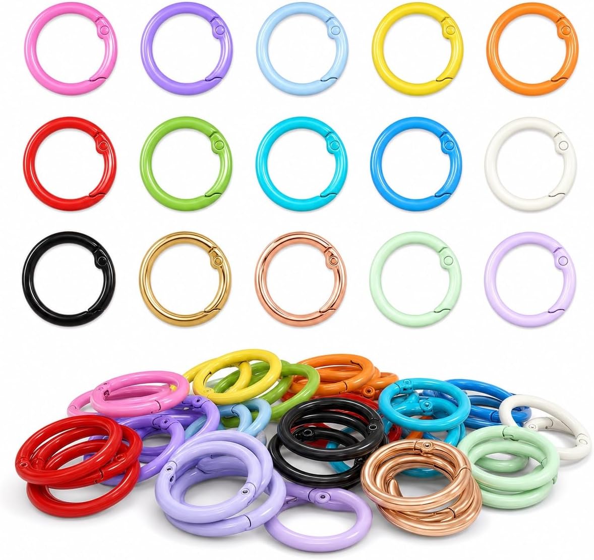 60PCS O-Ring Keychain DIY Craft Hardware Bulk(Colorful O-Ring)