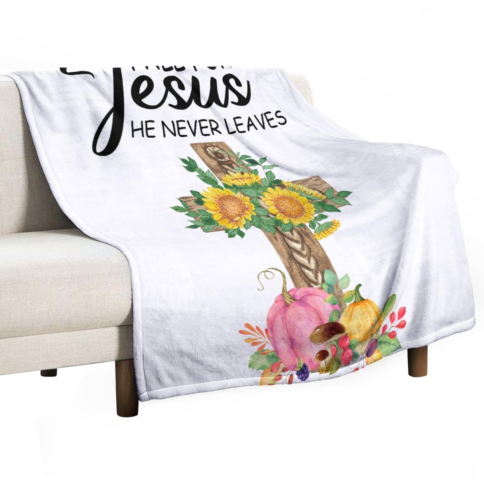 Couverture polaire douce Fall for Jesus plaid religieux réconfortant avec croix chrétienne