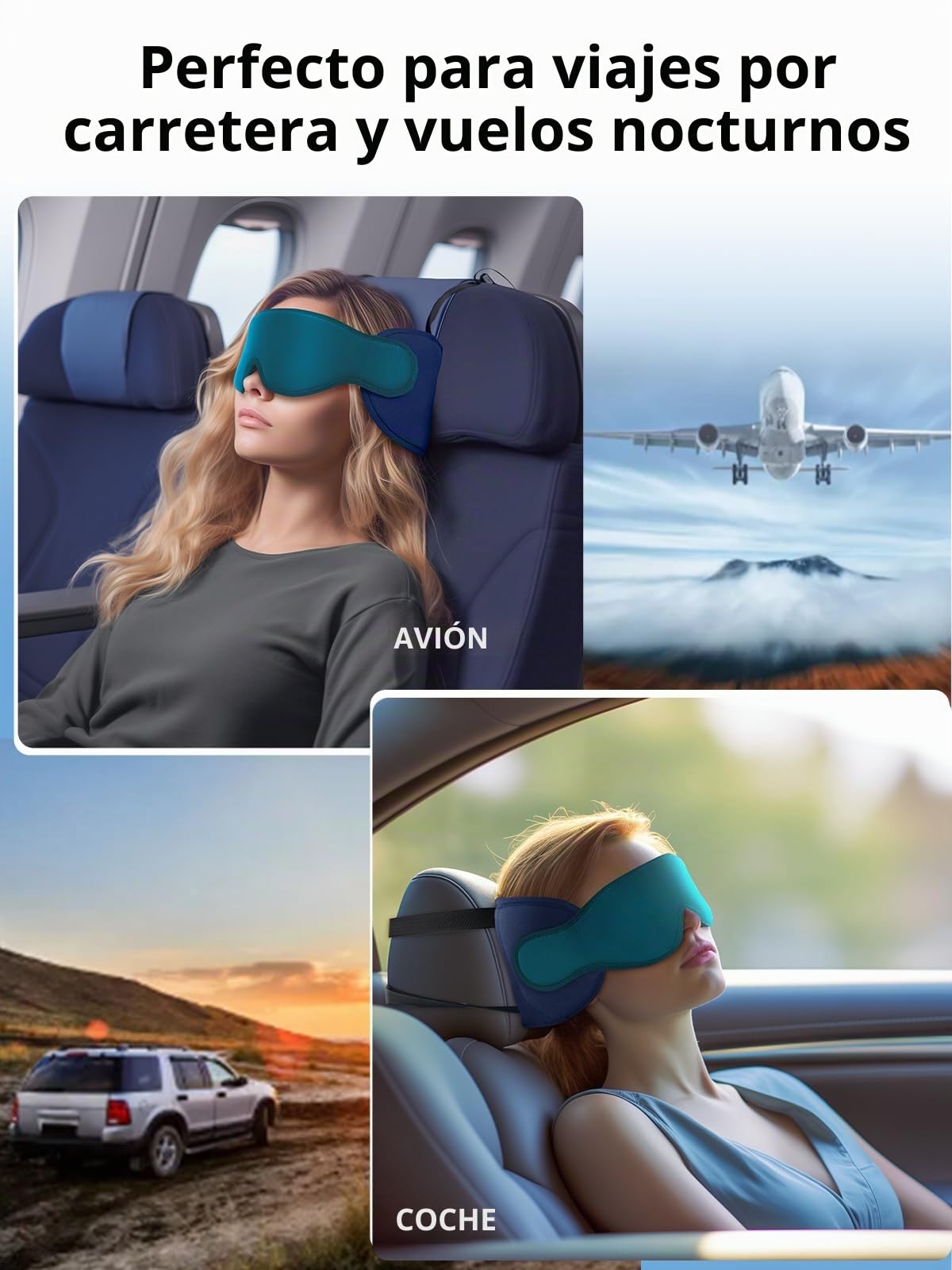 Inspireyes Almohadas de Viaje Aviones, Accesorios de Viaje elegibles para FSA HSA para vuelos Largos, Almohada de Viaje para niños, Antifaz para Dormir en avión, Negro Claro