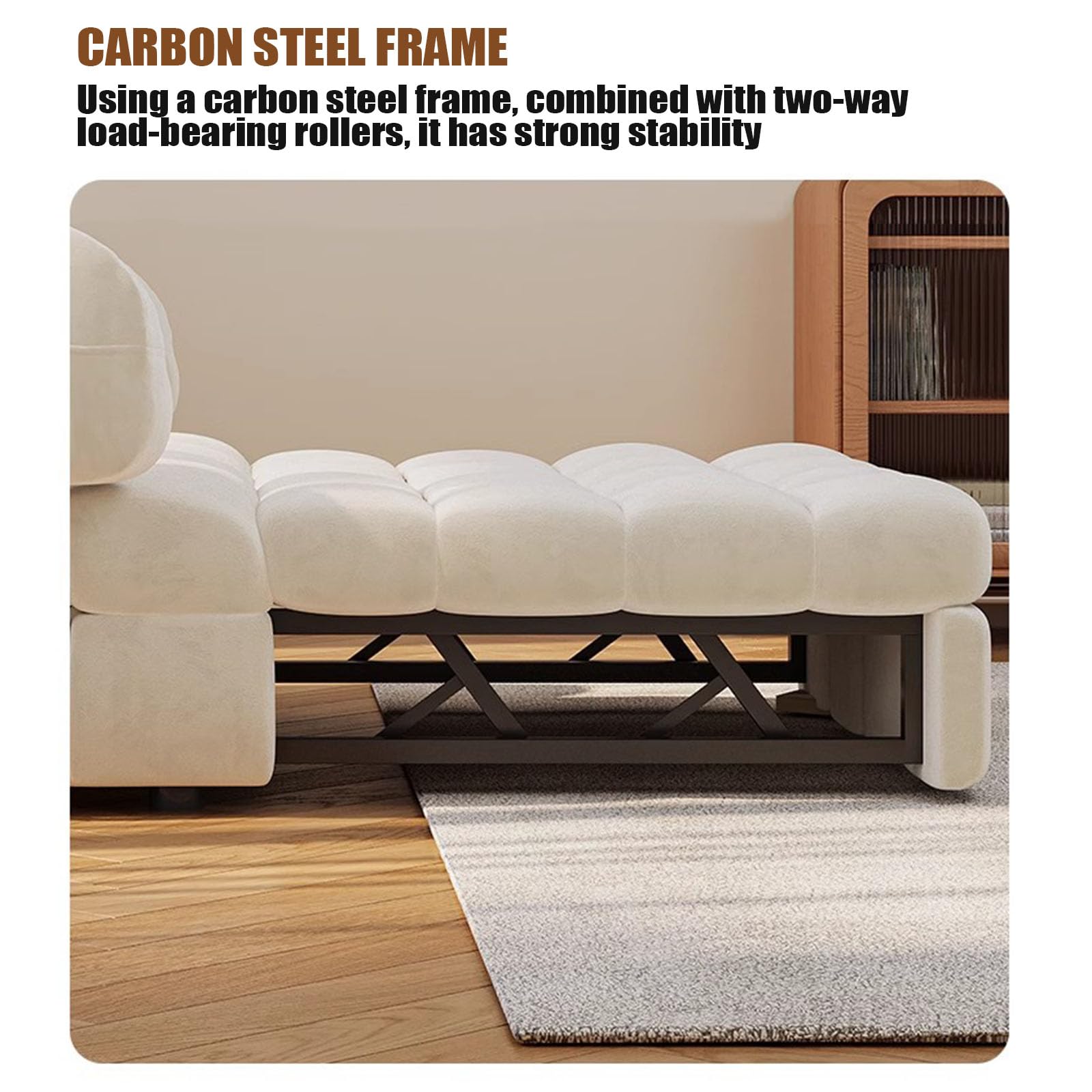 2-in-1 Convertible Single Sofa Bed with Armrest and Sturdy Frame