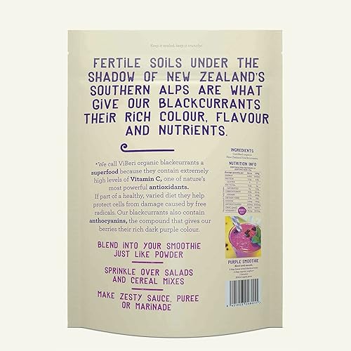 Miniatura 2 de ViBERi Grosellas negras orgánicas liofilizadas enteras 120g4.23oz Fruta entera 100% natural sin aditivos cultivados en Nueva Zelanda