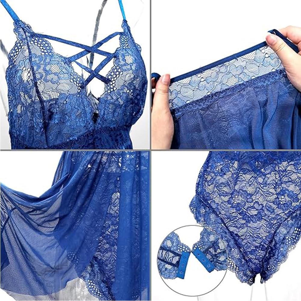 XHYRHTS Sexy Dessous Babydoll Plus Size Damen Chemise Nachthemden Spitze Negligee Unterwäsche Einteiler Nachtwäsche Nachthemd Damen Nachtwäsche