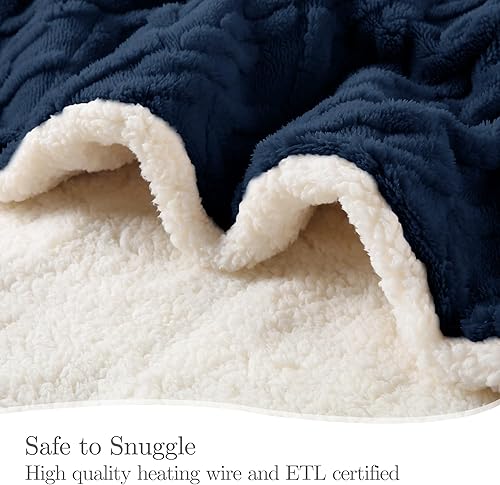Miniatura 4 de CHIOKY Manta térmica tamaño individual extra gruesa y cálida manta eléctrica con apagado automático de 10 horas y 5 niveles de calefacción, diseño
