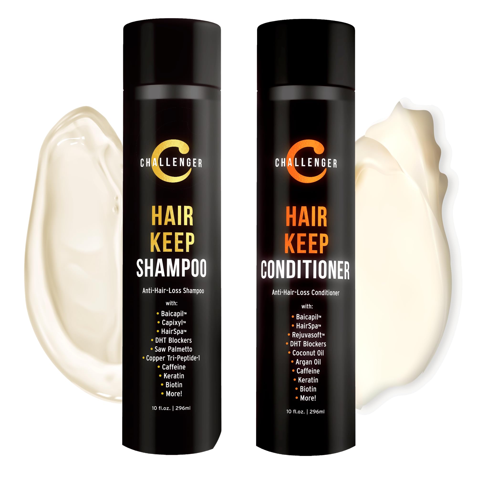 Challenger Men's Hair Keep Shampoo & Conditioner, 2X 10 Oz Bottles | Hair Growth Combo | DHT Blockers| w/Baicapil, Capixil, Rejuvasoft, HairSpa |